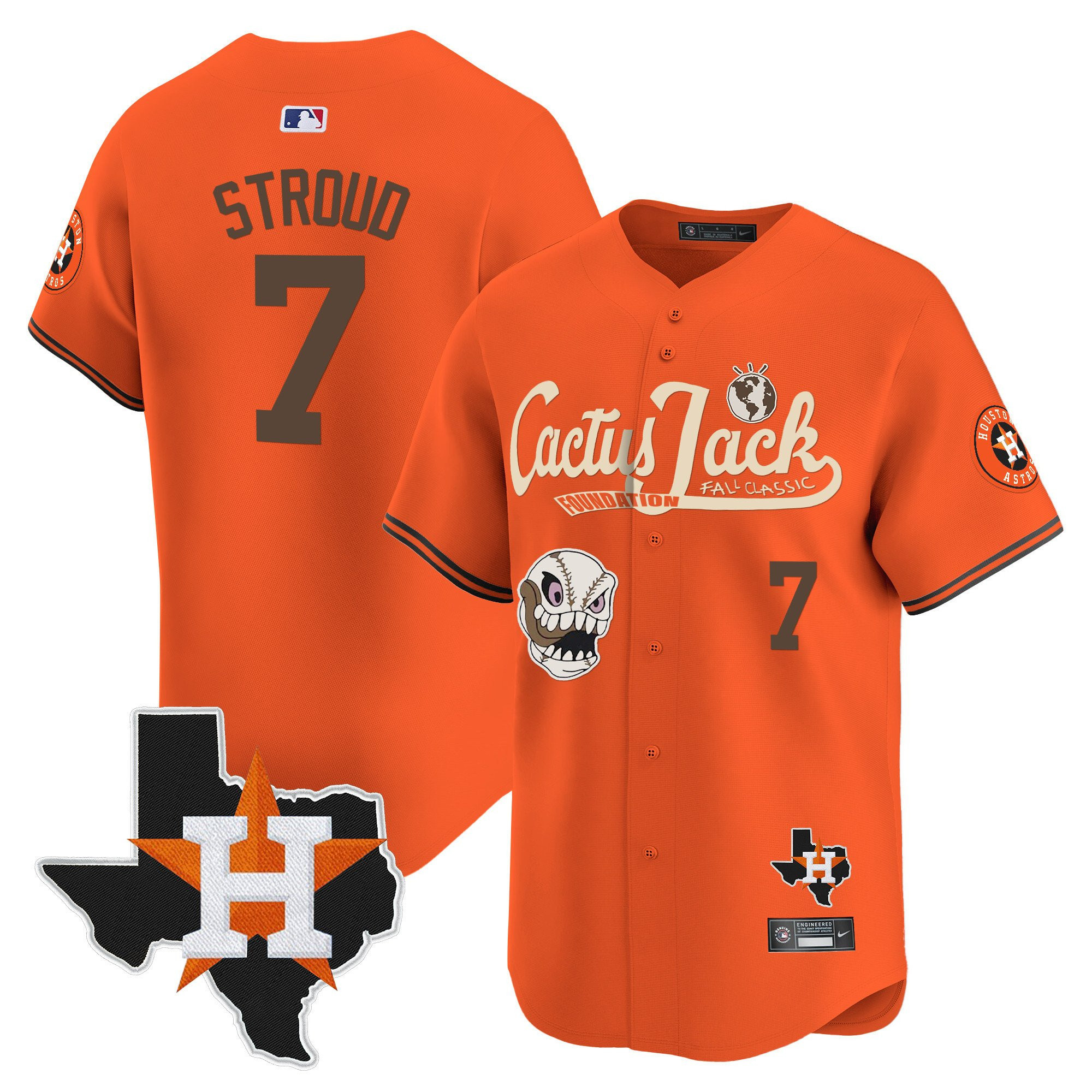 CJ. Stroud 7 Houston Astros Cactus Jack Foundation Fall Classic Limited Men MLB Jersey Men's