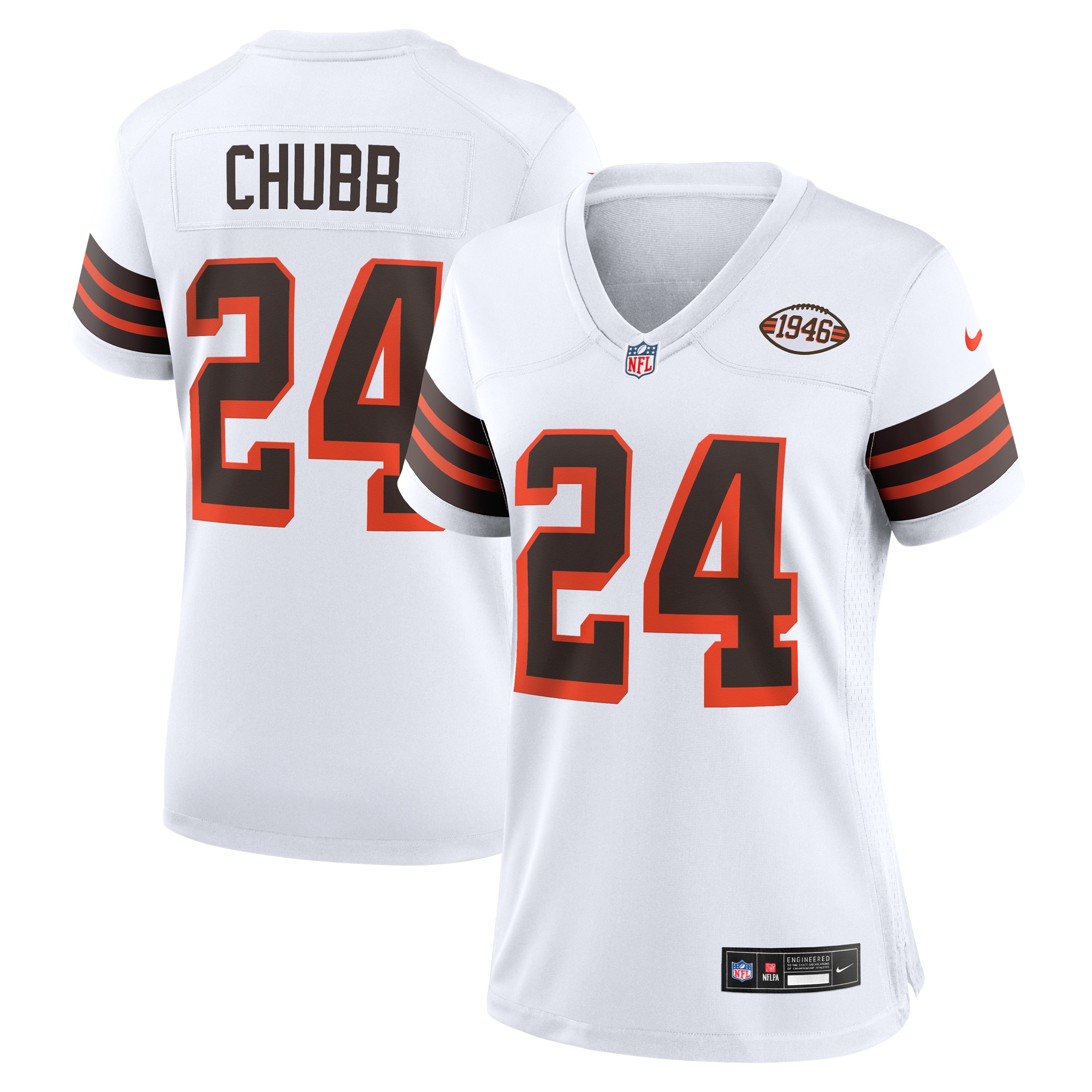 Cleveland Browns Nick Chubb White Alternate Game NFL Jersey Women's