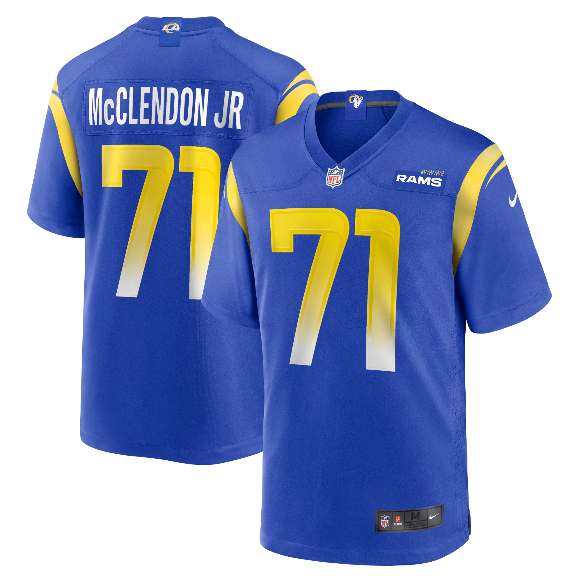 Los Angeles Rams Warren McClendon Jr. Royal Team Game NFL Jersey Men's