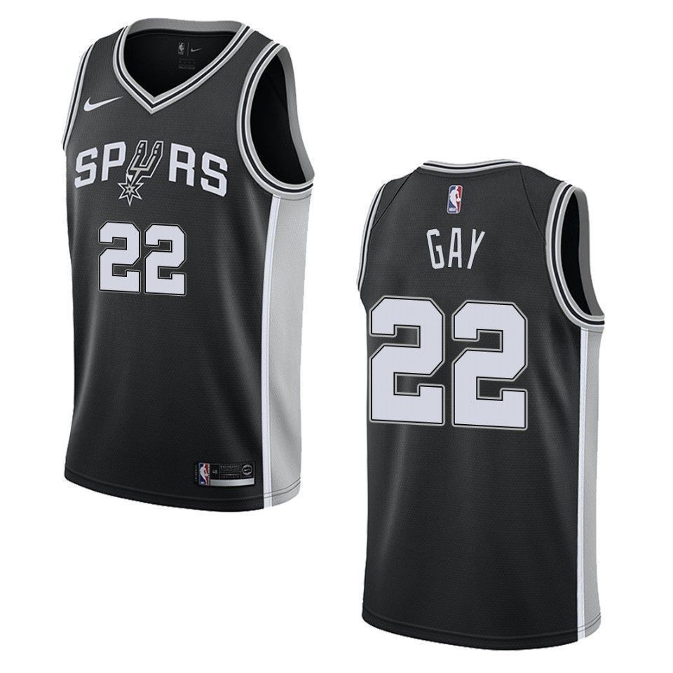 San Antonio Spurs 22 Rudy Gay Icon Swingman Black NBA Jersey Men's