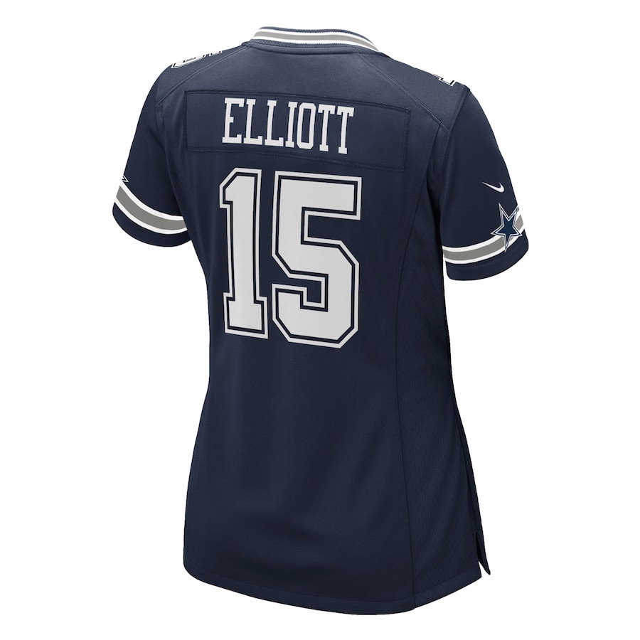 Ezekiel Elliott 15 Dallas Cowboys Game Navy NFL Jersey Women's