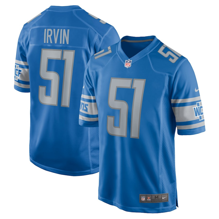 Bruce Irvin 51 Detroit Lions Game Blue NFL Jersey Men's