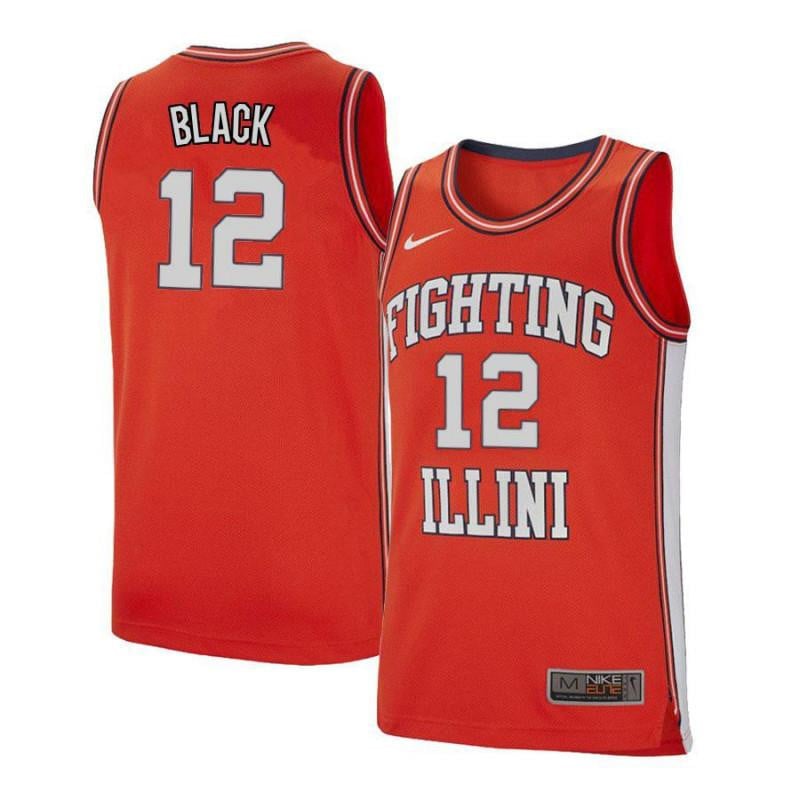 12 Leron Black Orange Retro Elite Illinois Fighting Illini NCAA Jersey Men's