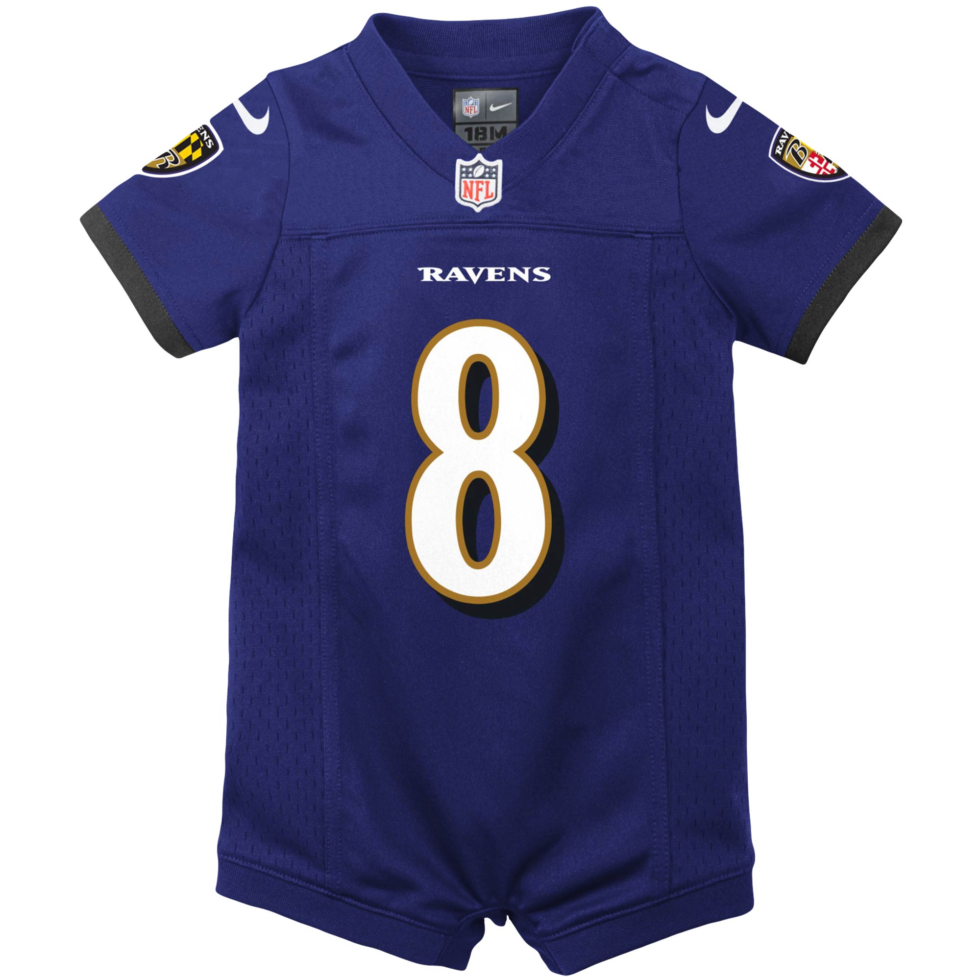 Newborn Infant Baltimore Ravens Lamar Jackson Purple Romper NFL Jersey Men's