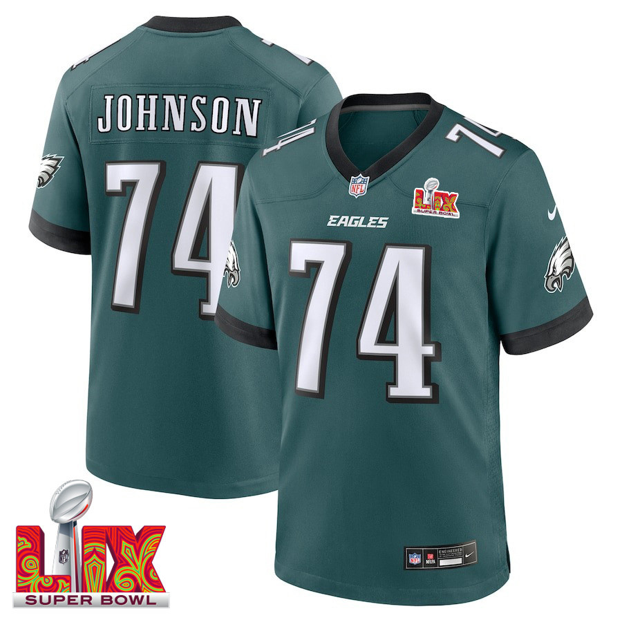 Fred Johnson #74 Philadelphia Eagles Super Bowl LIX Midnight Green NFL Jersey Men's