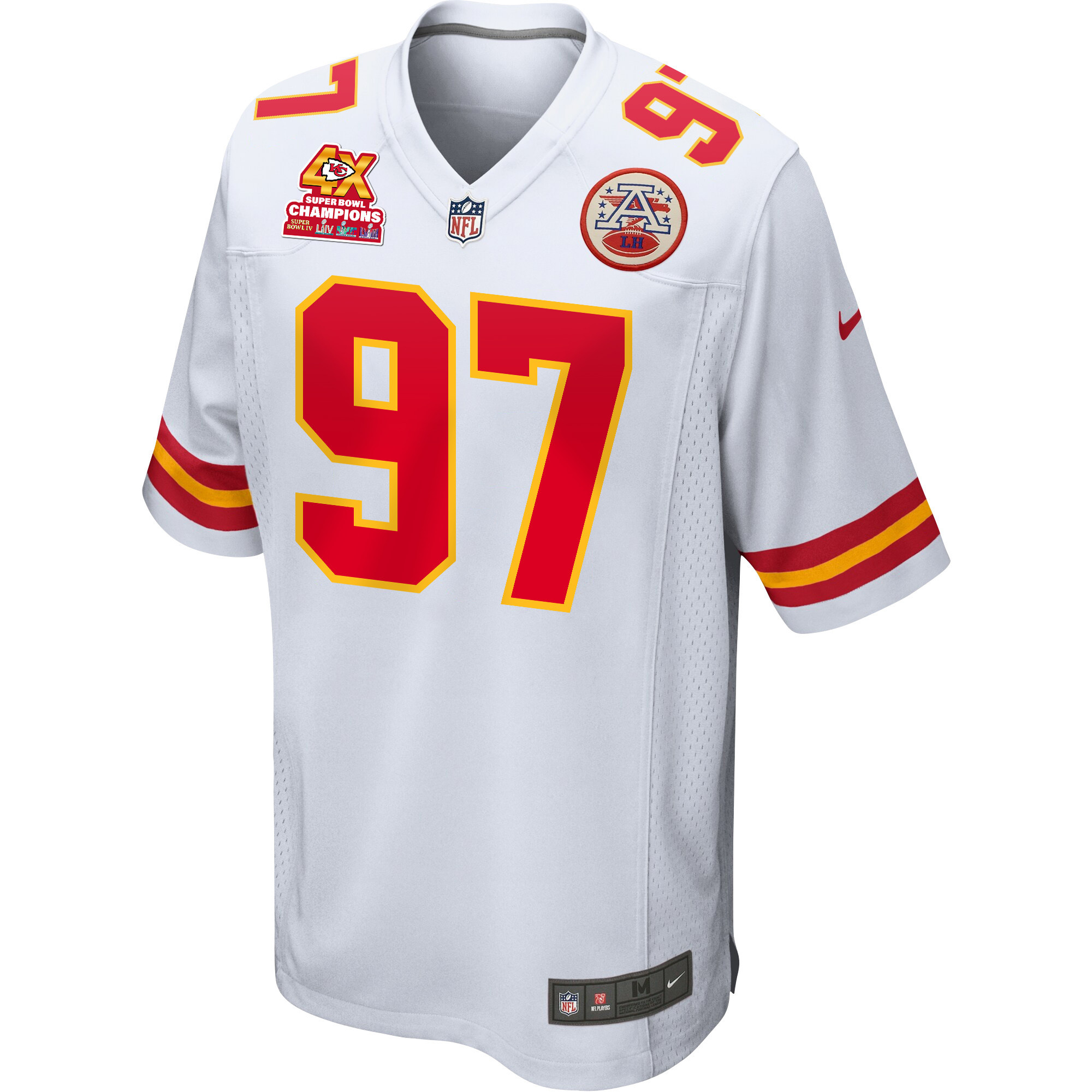 Felix Anudike-Uzomah 97 Kansas City Chiefs Super Bowl LVIII Champions 4X Game White NFL Jersey Men's