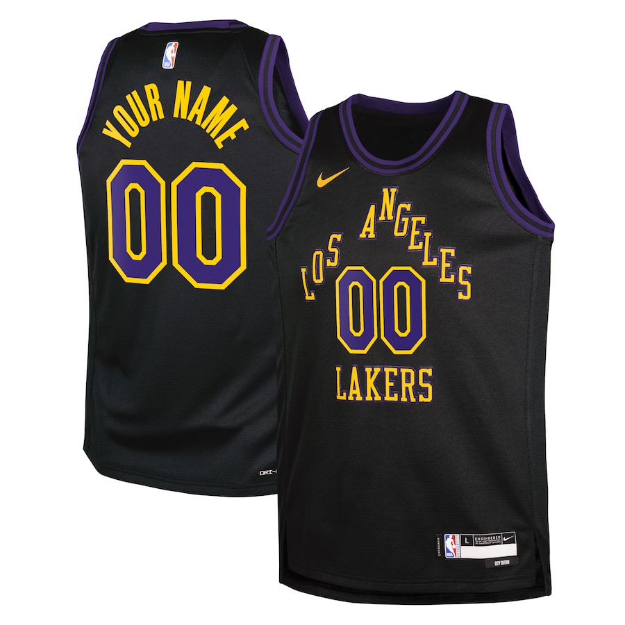 Los Angeles Lakers 2023/24 City Edition Swingman Custom Black NBA Jersey Youth