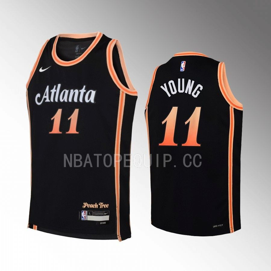 Atlanta Hawks Trae Young 11 City Edition Blac Swingman NBA Jersey Youth