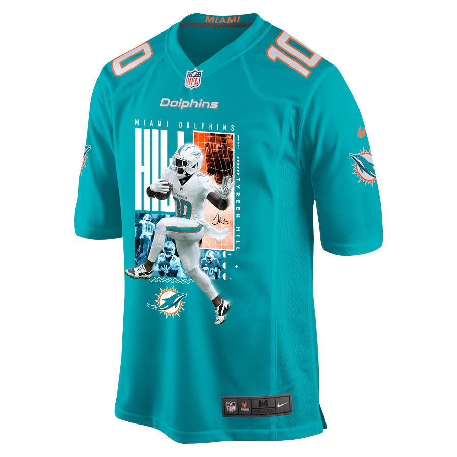 Tyreek Hill 10 Miami Dolphins The Cheetah Game Aqua NFL Jersey Men's