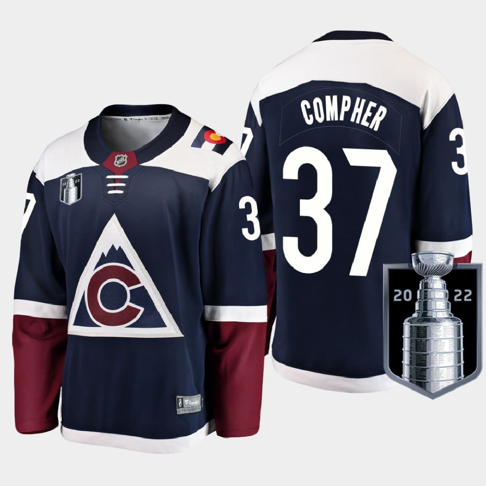 J.T. Compher 37 Colorado Avalanche 2022 Stanley Cup Finals Navy Alternate NHL Jersey Men's