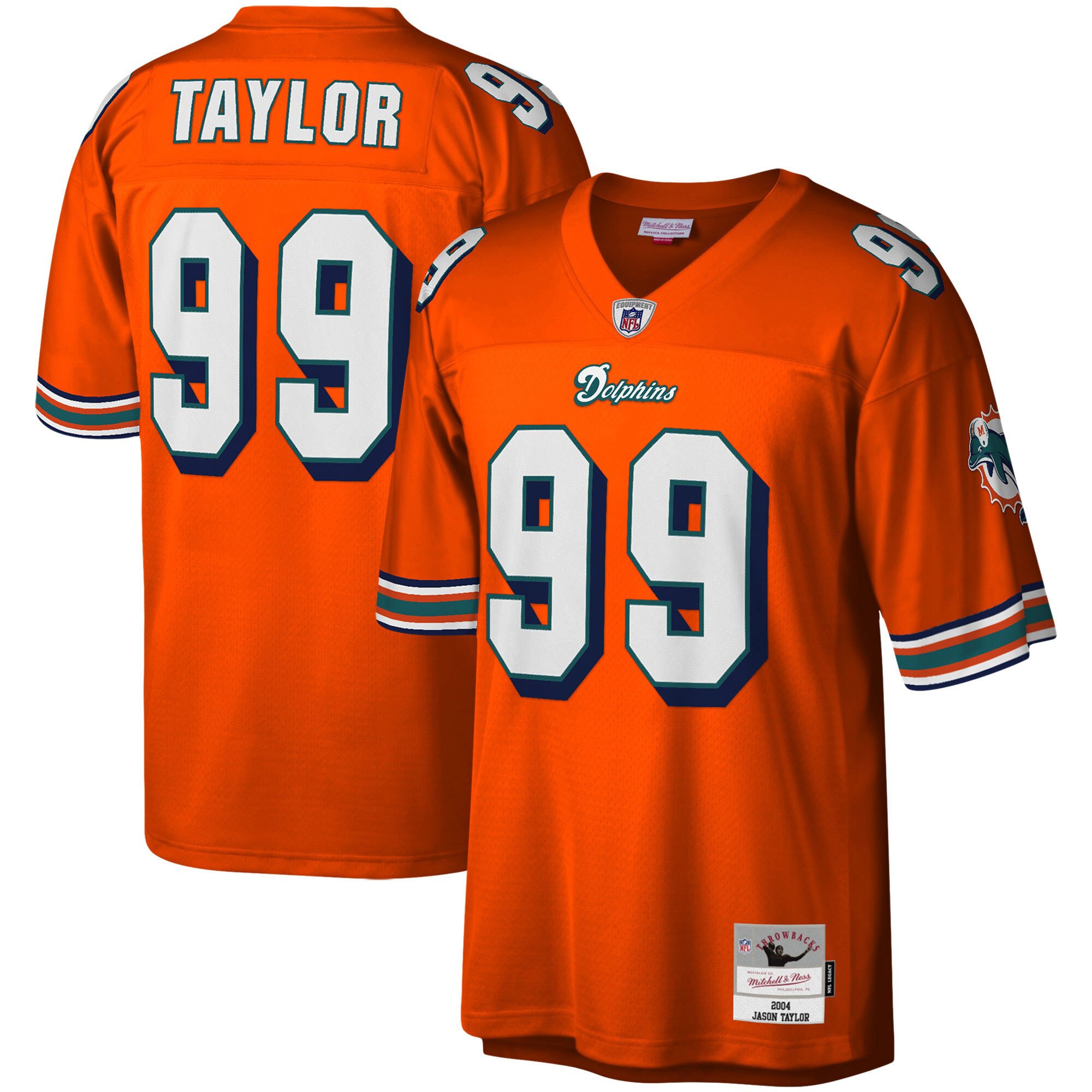 Miami Dolphins Jason Taylor Mitchell Ness Orange Big Tall 2004 Retired Player NFL Jersey Men's