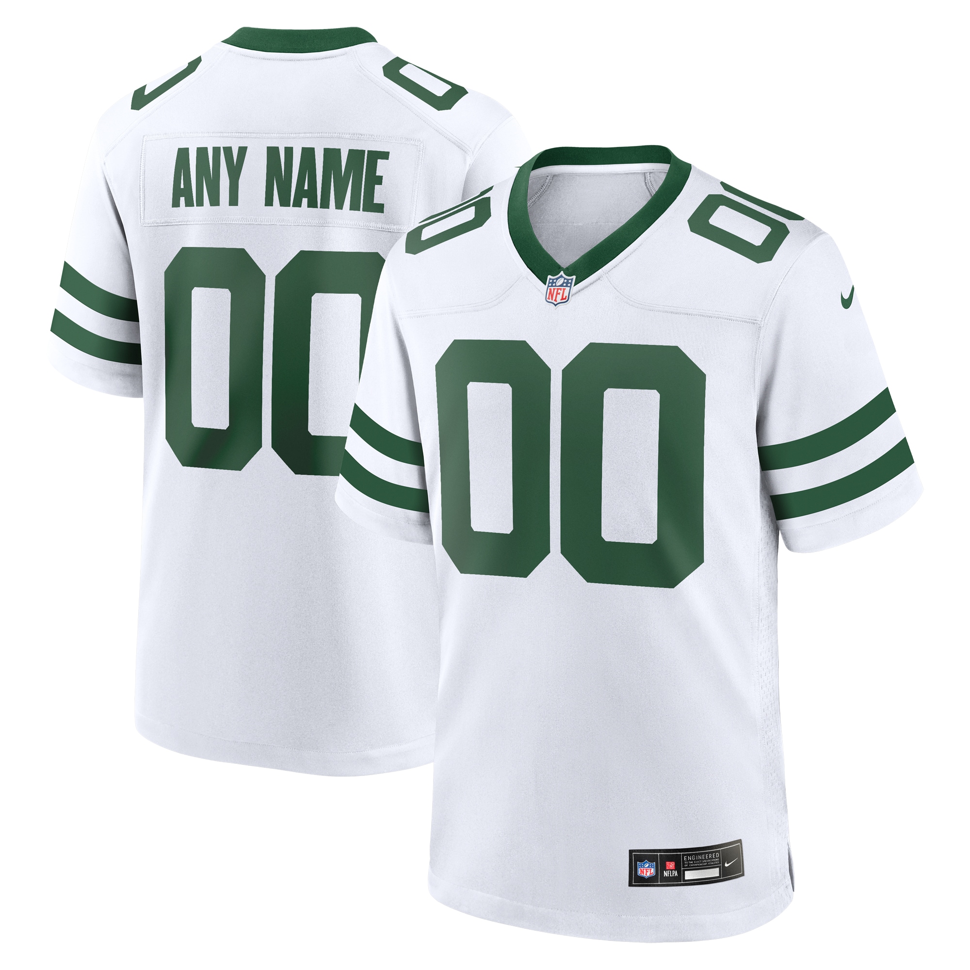 New York Jets Legacy White Custom Game NFL Jersey Men's