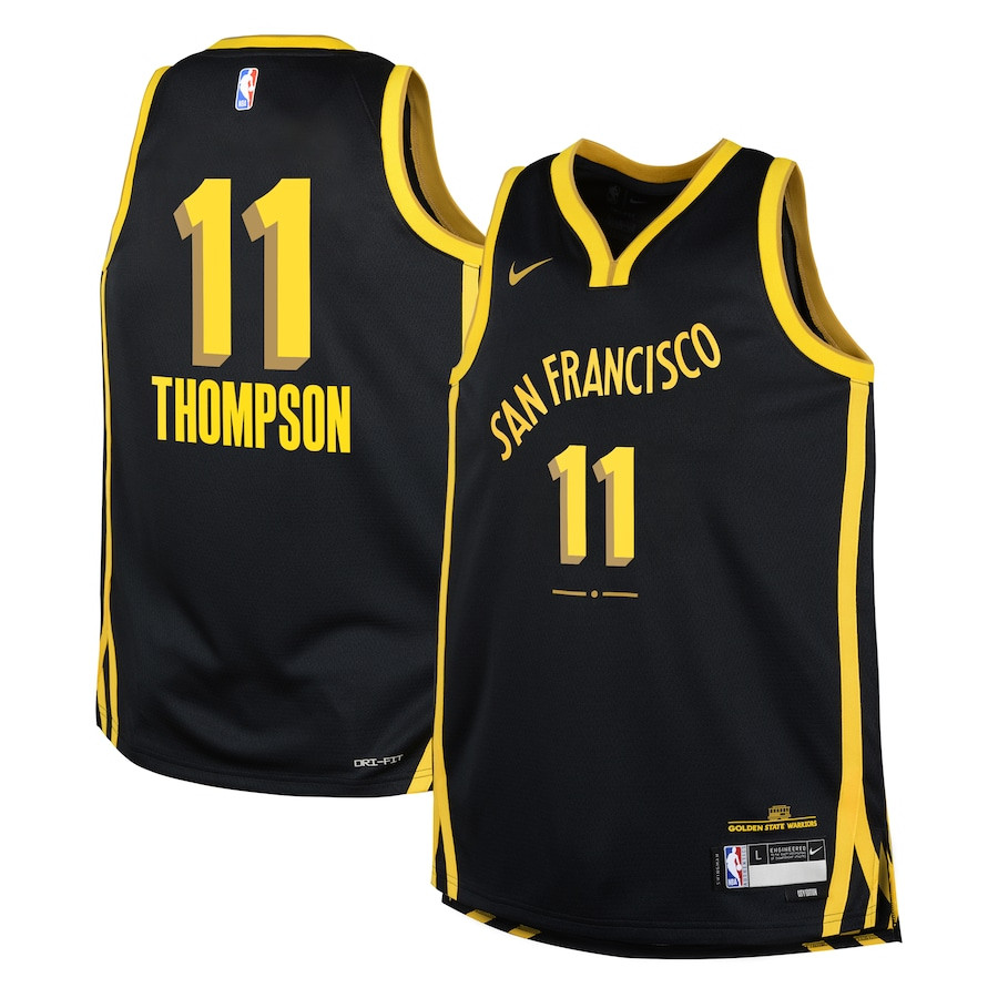 Klay Thompson 11 Golden State Warriors 2023/24 City Edition Swingma Black NBA Jersey Youth