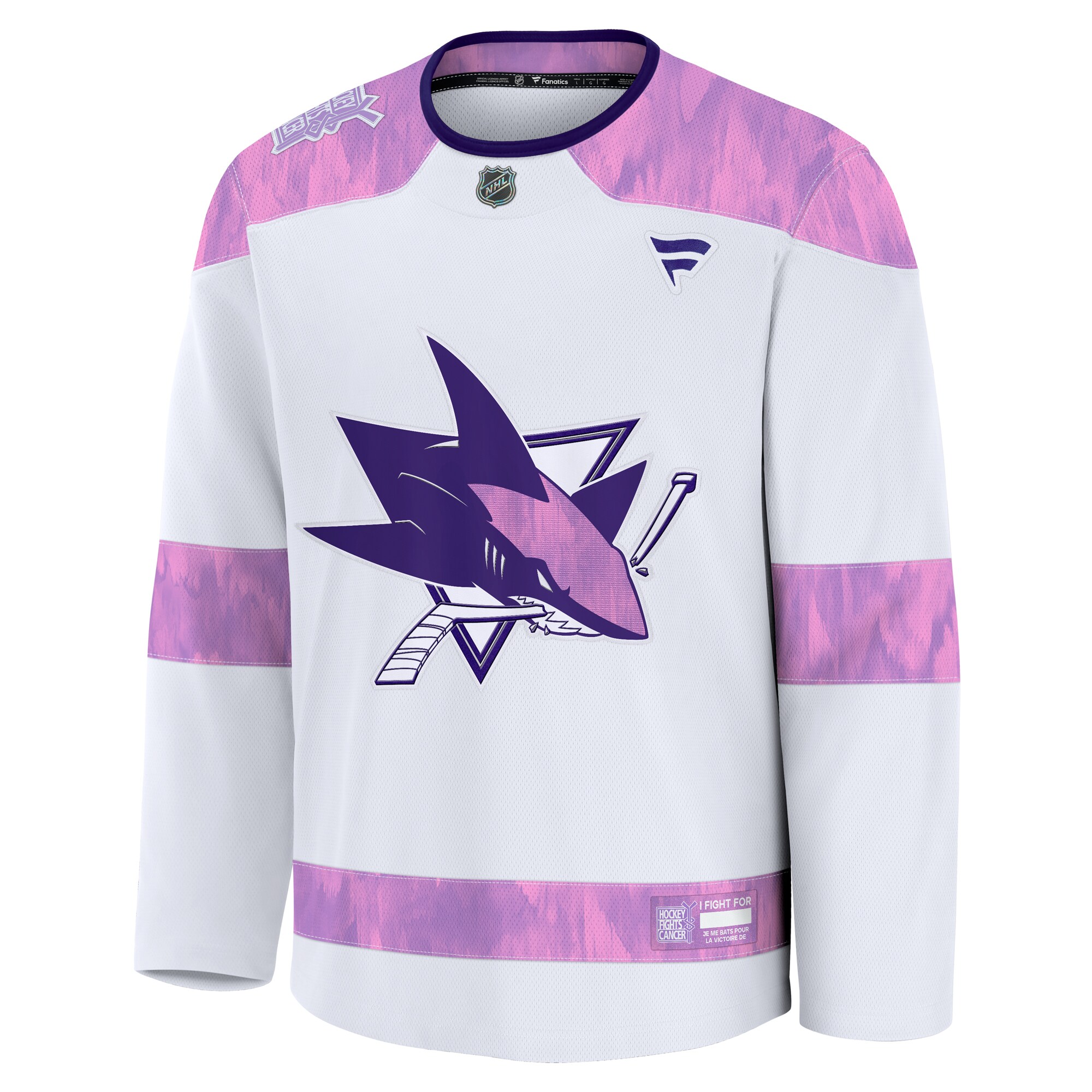 San Jose Sharks White 2024 Fights Cancer Practice NHL Jersey Men's