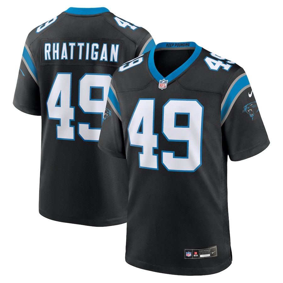 Jon Rhattigan 49 Carolina Panthers Game Black NFL Jersey Men's