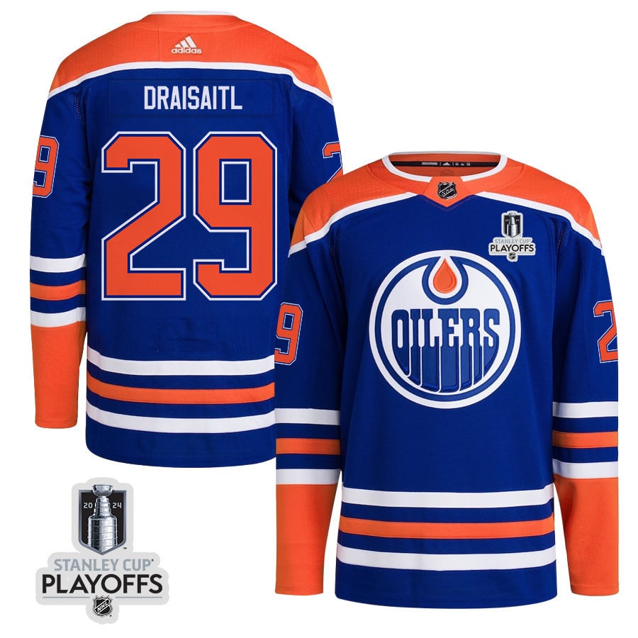 Leon Draisaitl 29 Edmonton Oilers 2024 Playoffs Patch Home Men NHL Jersey Men's