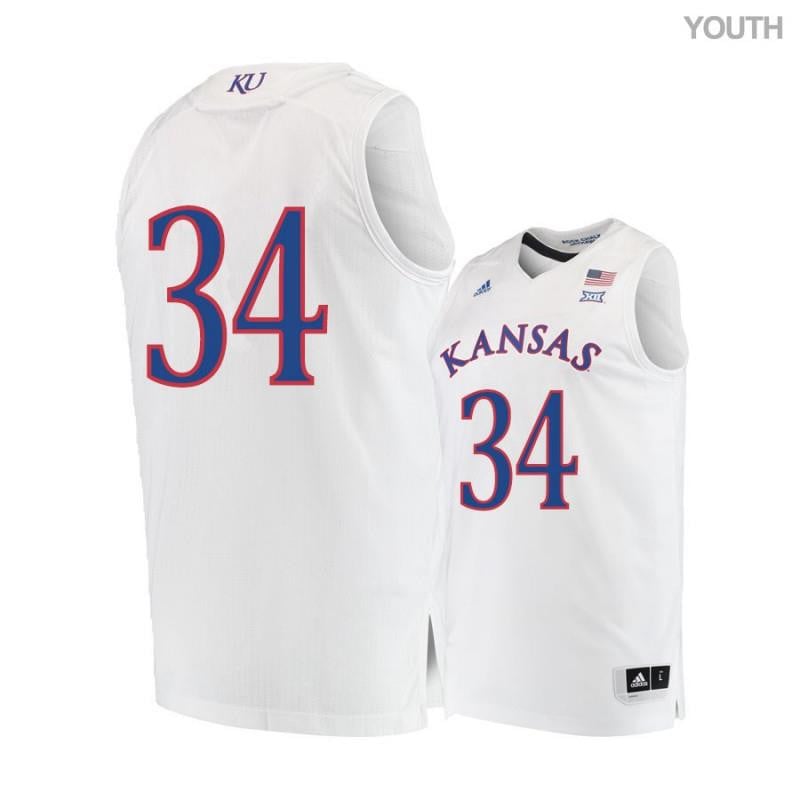 34 Perry Elli White Kansas Jayhawks NCAA Jersey Youth