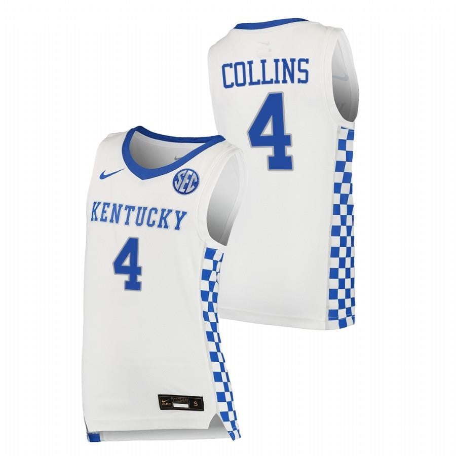 Kentucky Wildcats 4 Daimion Collins 202 White College NCAA Jersey Men's