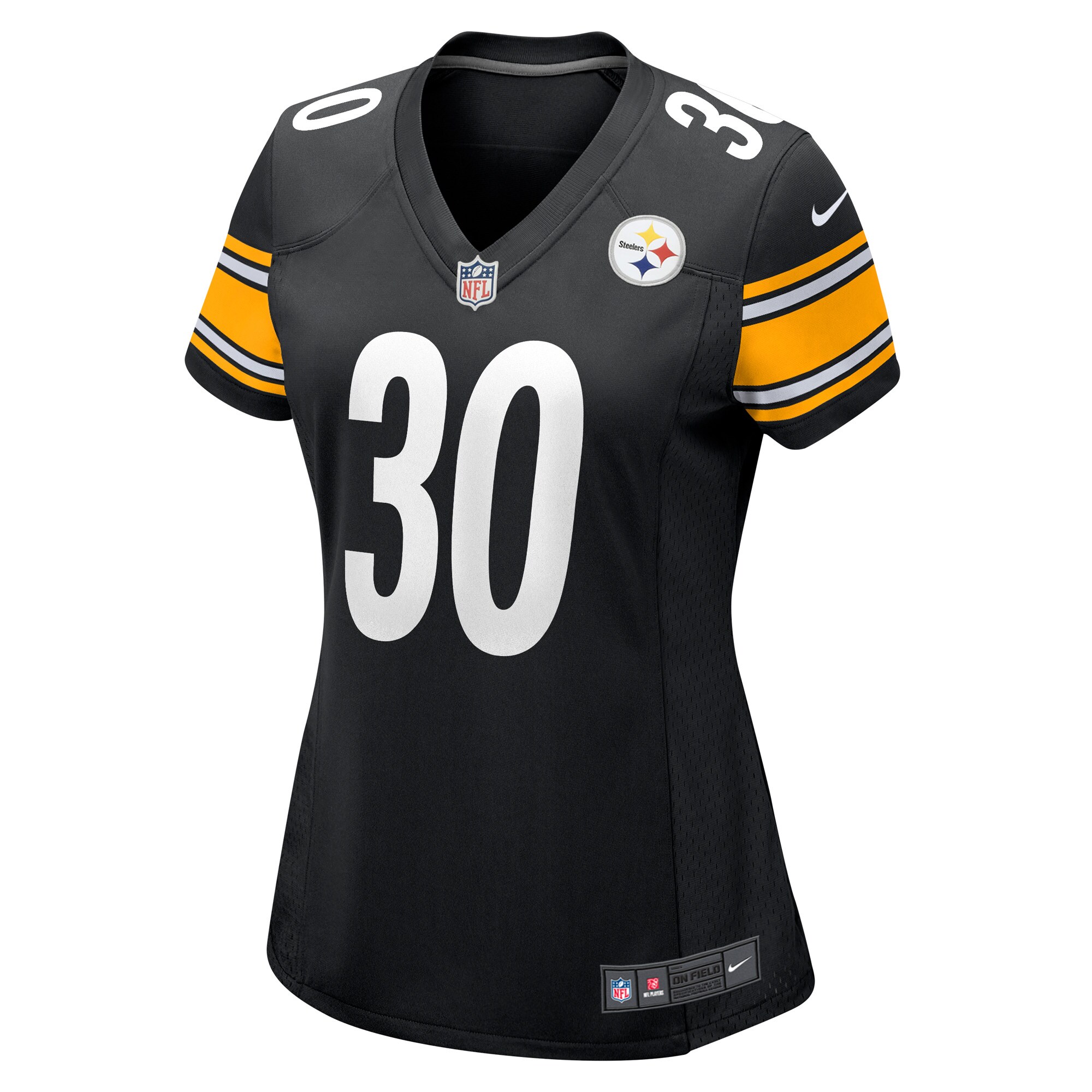 Pittsburgh Steelers Jaylen Warren Black Game Player NFL Jersey Women's