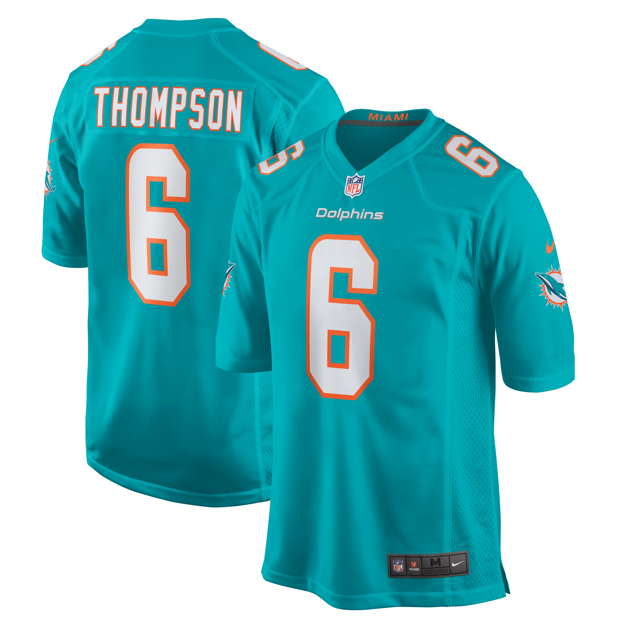 Miami Dolphins Skylar Thompson Aqua Team Game NFL Jersey Men's
