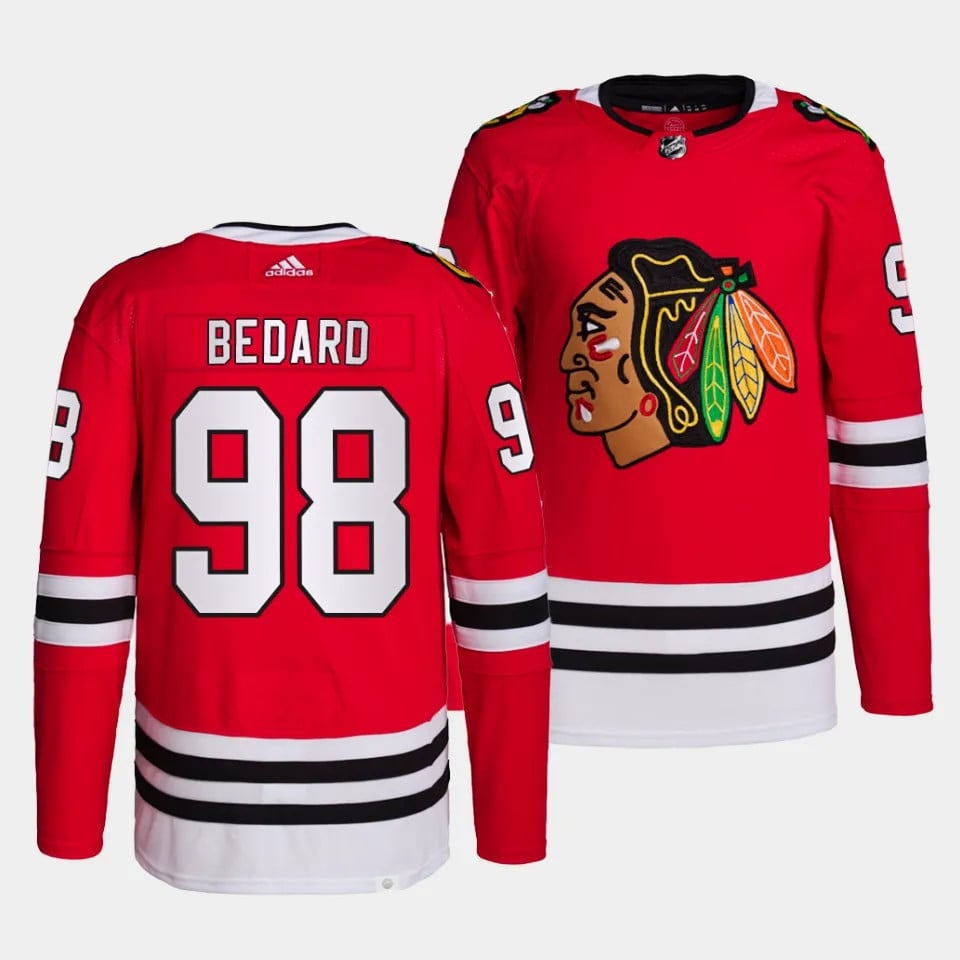 Connor Bedard #98 Chicago Blackhawks 2023 Draft Home Red NHL Jersey Men's