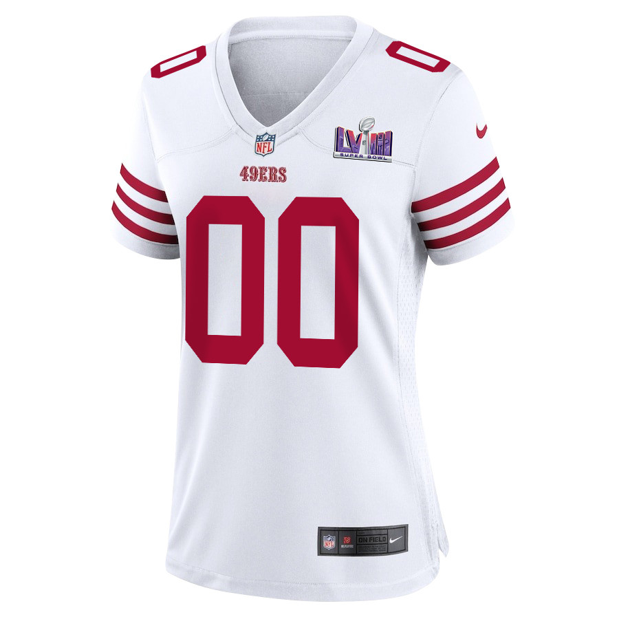 San Francisco 49ers Super Bowl LVIII Patch Game Custom White NFL Jersey Women's