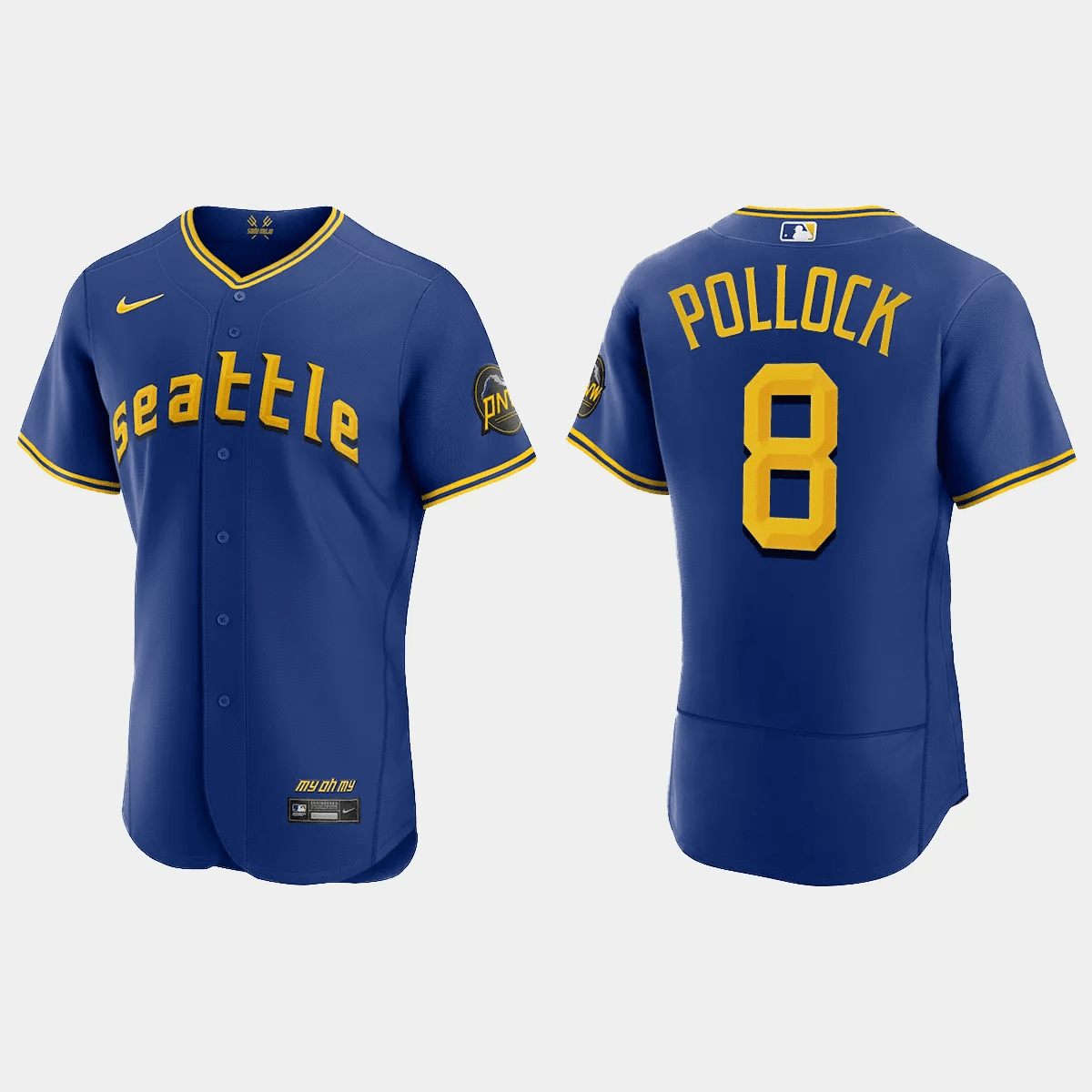 AJ Pollock 8 Seattle Mariners 2023 City Connect Elite Royal MLB Jersey Men's