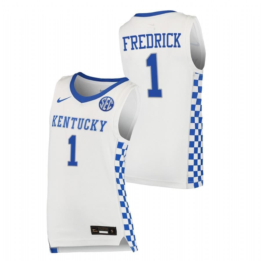 Kentucky Wildcats 1 CJ Fredrick 202 White College NCAA Jersey Men's