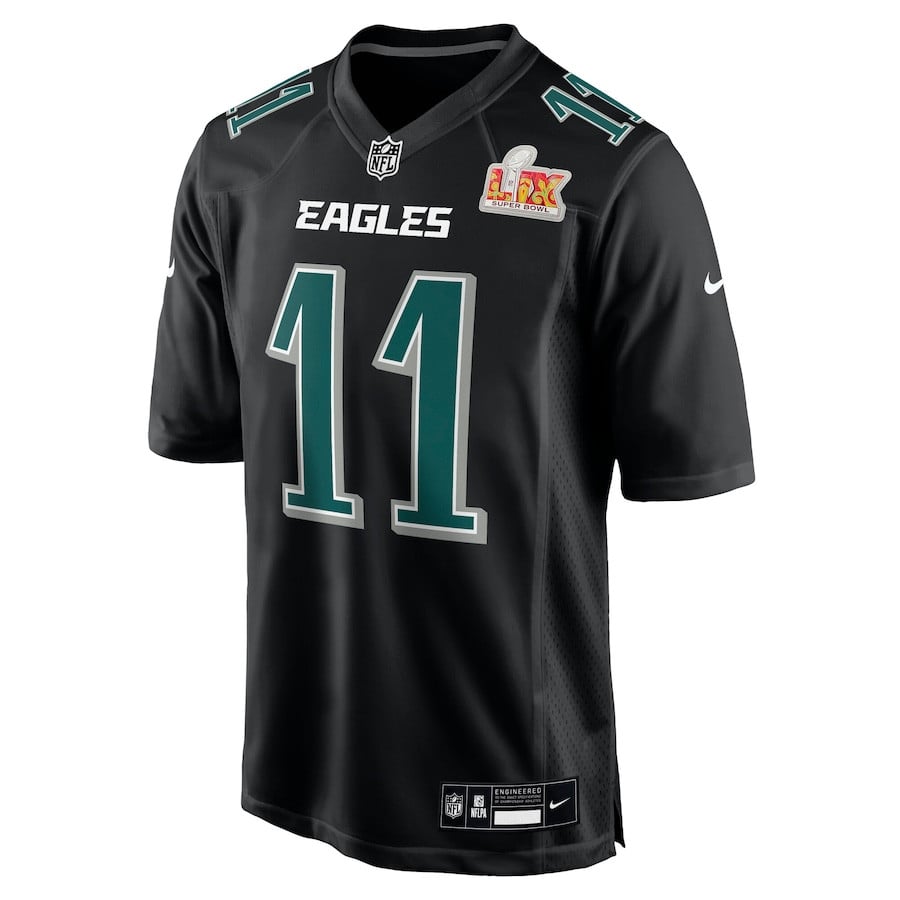 A.J. Brown 11 Philadelphia Eagles Super Bowl LIX Fashion Game Player Carbon Black NFL Jersey Men's