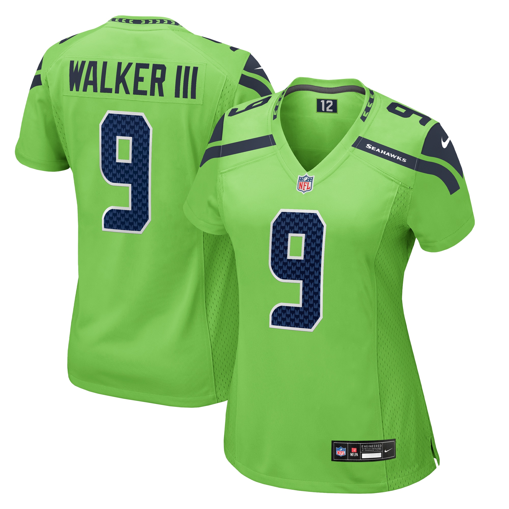 Seattle Seahawks Kenneth Walker III Neon Green Game NFL Jersey Women's