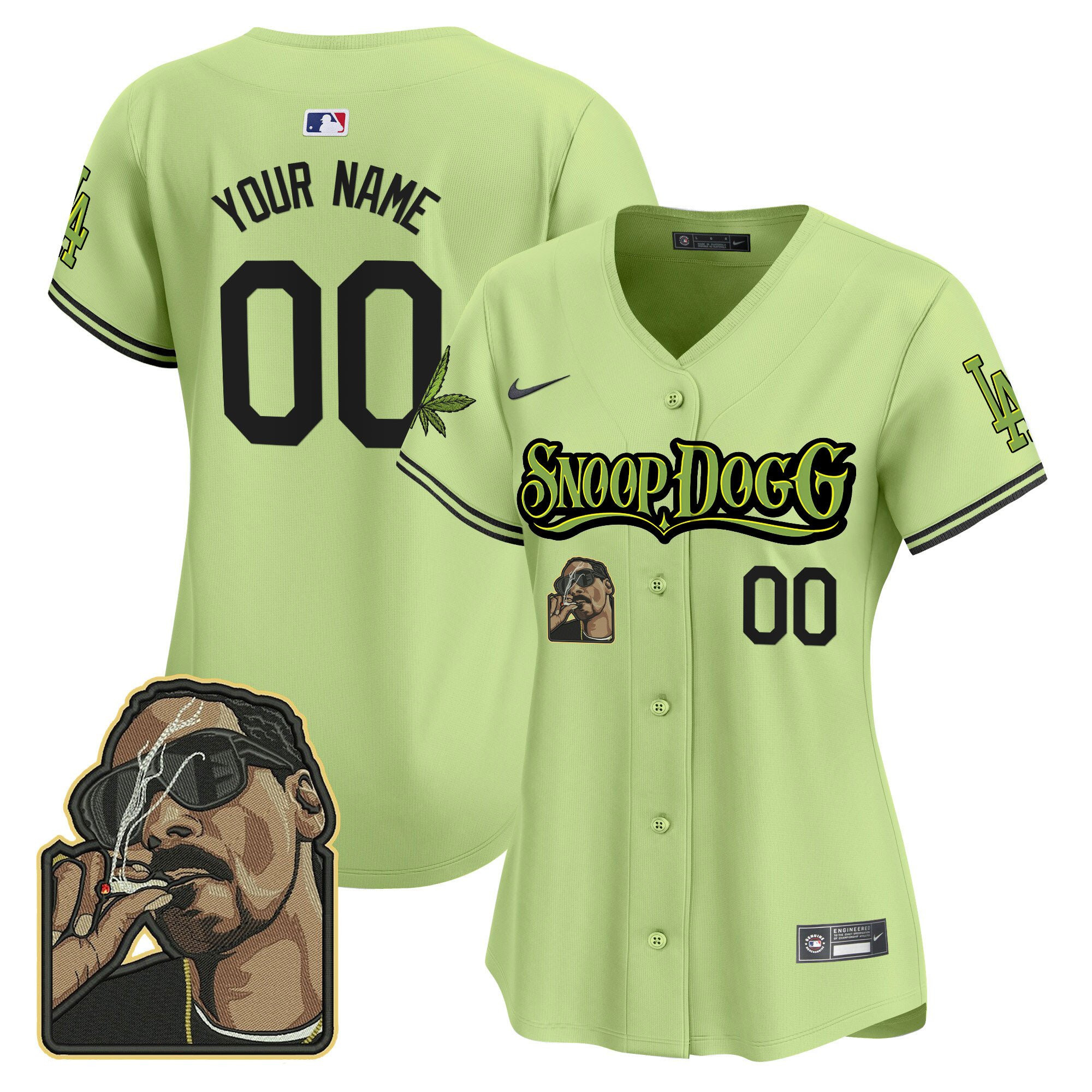 Los Angeles Dodgers Snoop Dogg Custom Light Green MLB Jersey Women's