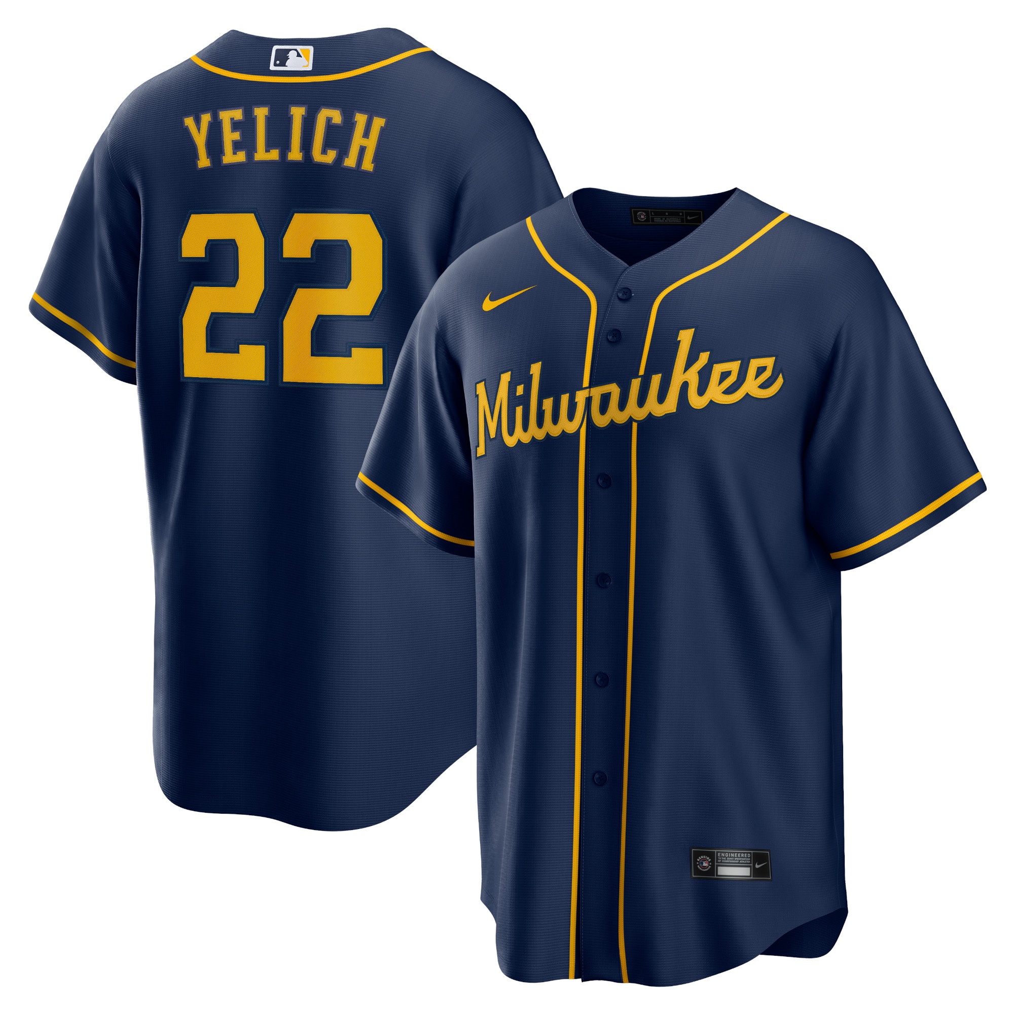 Milwaukee Brewers Christian Yelich Navy Alternate Player MLB Jersey Men's