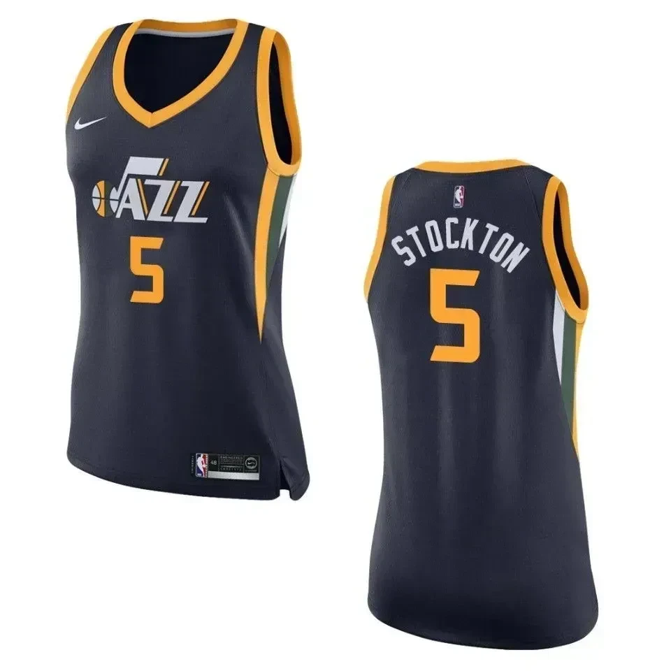 Utah Jazz 5 David Stockton Icon Swingman Navy NBA Jersey Women's