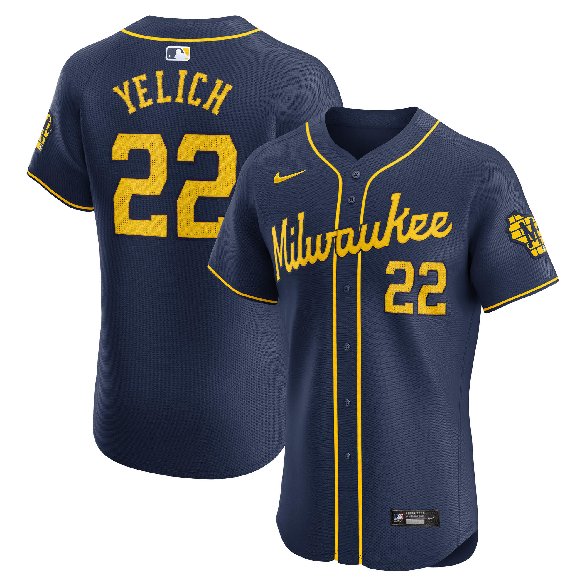 Milwaukee Brewers Christian Yelich Navy Alternate Home Elite Player MLB Jersey Men's
