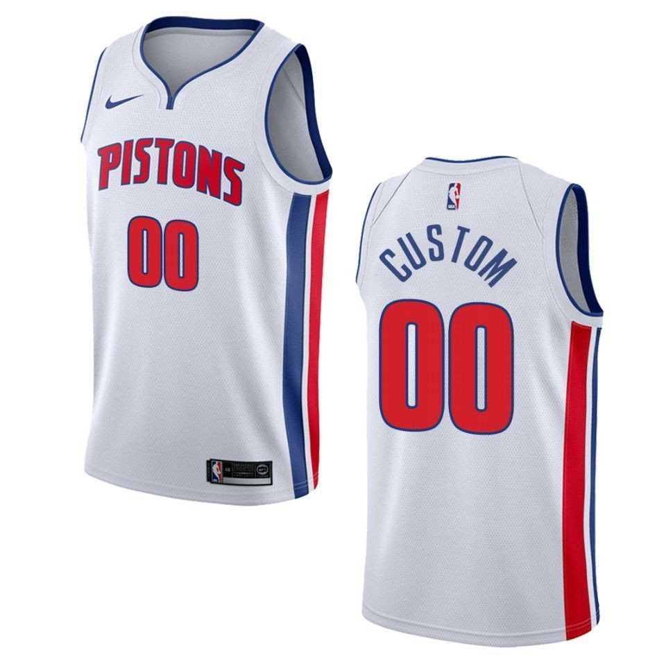 Detroit Pistons 00 Custom Association Swingman White NBA Jersey Men's