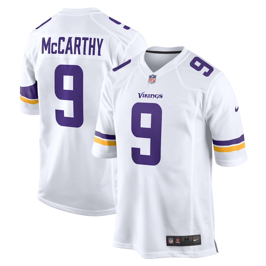 J.J. McCarthy 9 Minnesota Vikings Game White NFL Jersey Men's