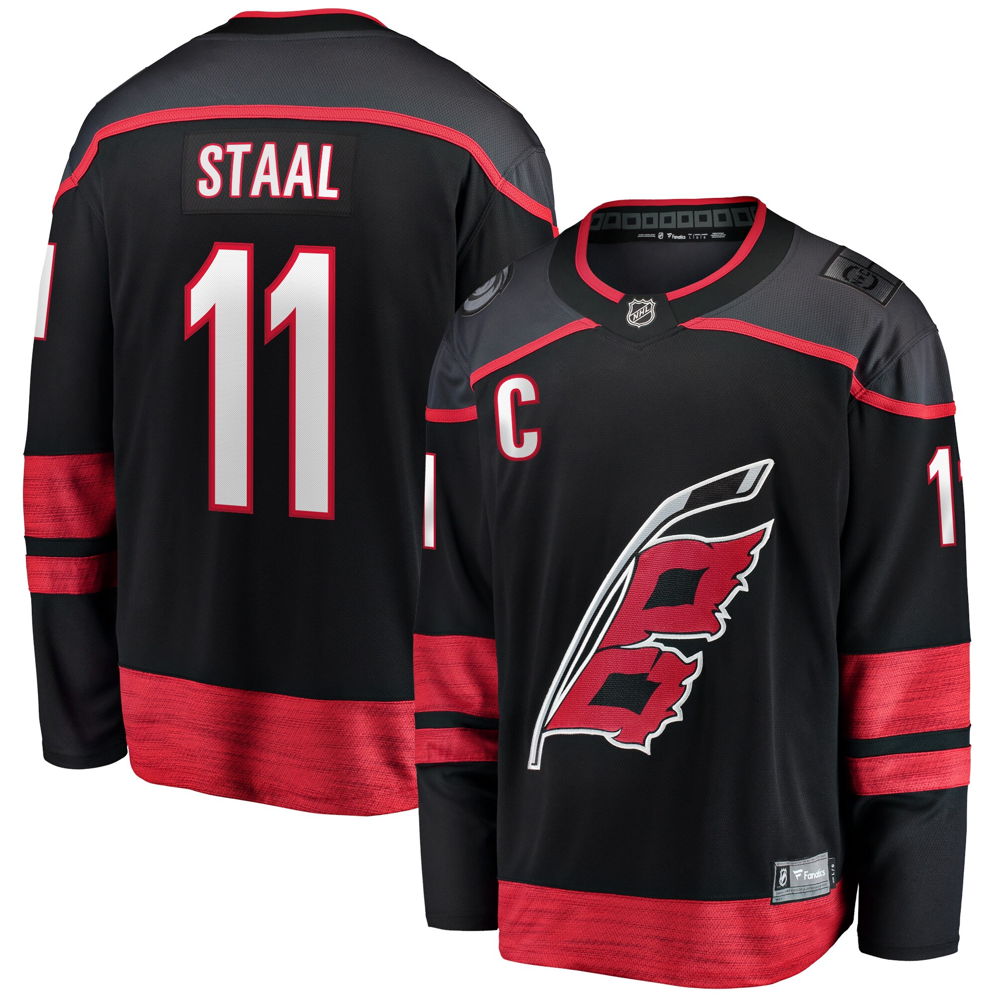 Carolina Hurricanes Jordan Staal Black Home Captain Patch Breakaway Player NHL Jersey Men's