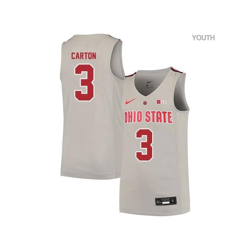 3 DJ Carton Gray Elite Ohio State Buckeyes NCAA Jersey Youth