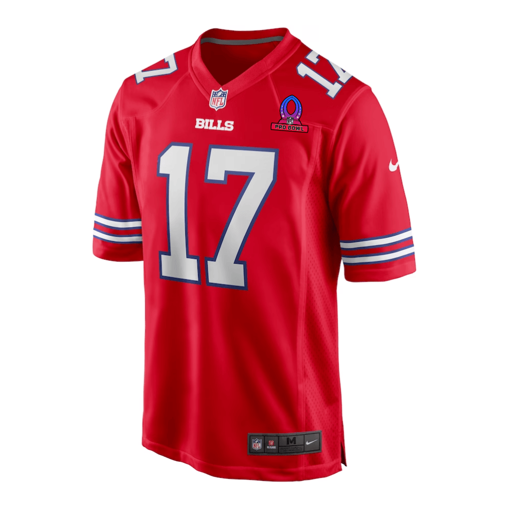 Josh Allen 17 Buffalo Bills 2025 Pro Bowl Patch Alternate Game Red NFL Jersey Men's