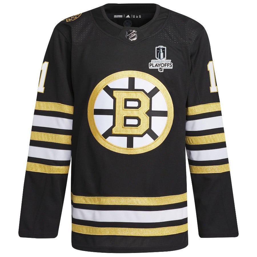 Trent Frederic 11 Boston Bruins 2024 Playoffs Patch Home Black NHL Jersey Men's