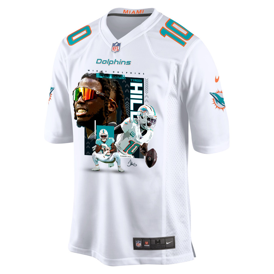 Tyreek Hill 10 Miami Dolphins Run Cheetah Run Game White NFL Jersey Men's