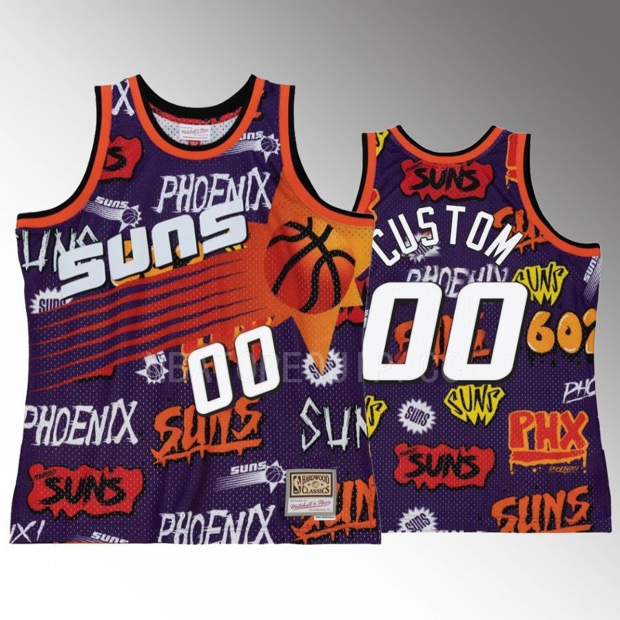 Phoenix Suns Custom 00 Purple Slap Sticker HWC Swingman NBA Jersey Men's