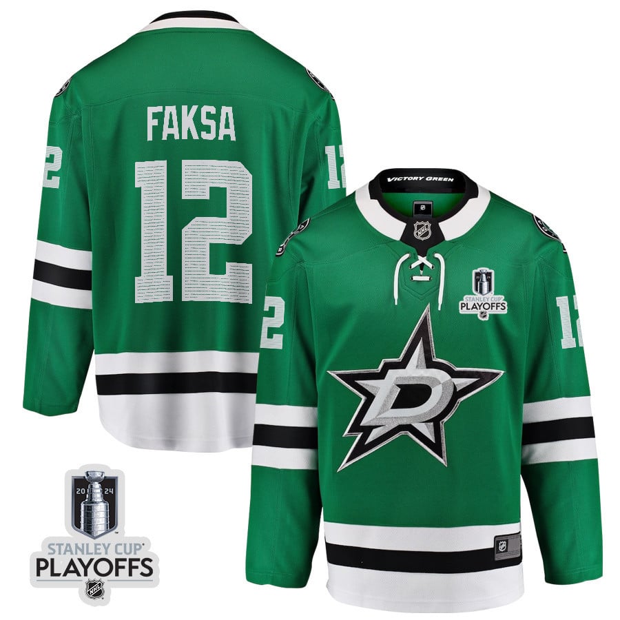 Radek Faksa 12 Dallas Stars 2024 Playoffs Patch Home Green NHL Jersey Men's