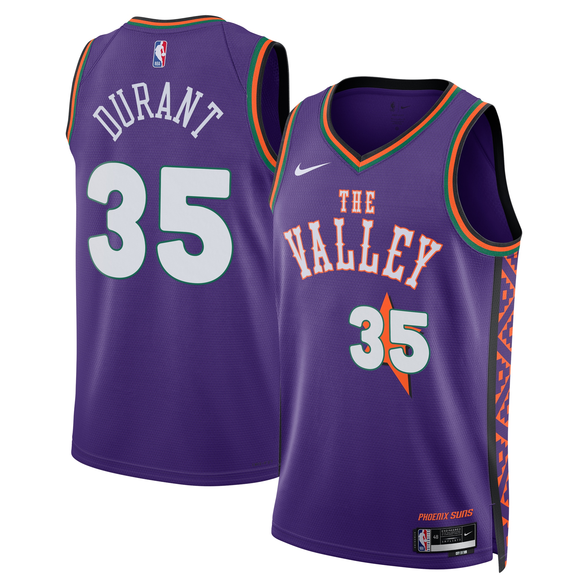 Camiseta City Edition Swingman de los Phoenix Suns 2024 Purpura Kevin Duran Unisex NBA Jersey Unisex