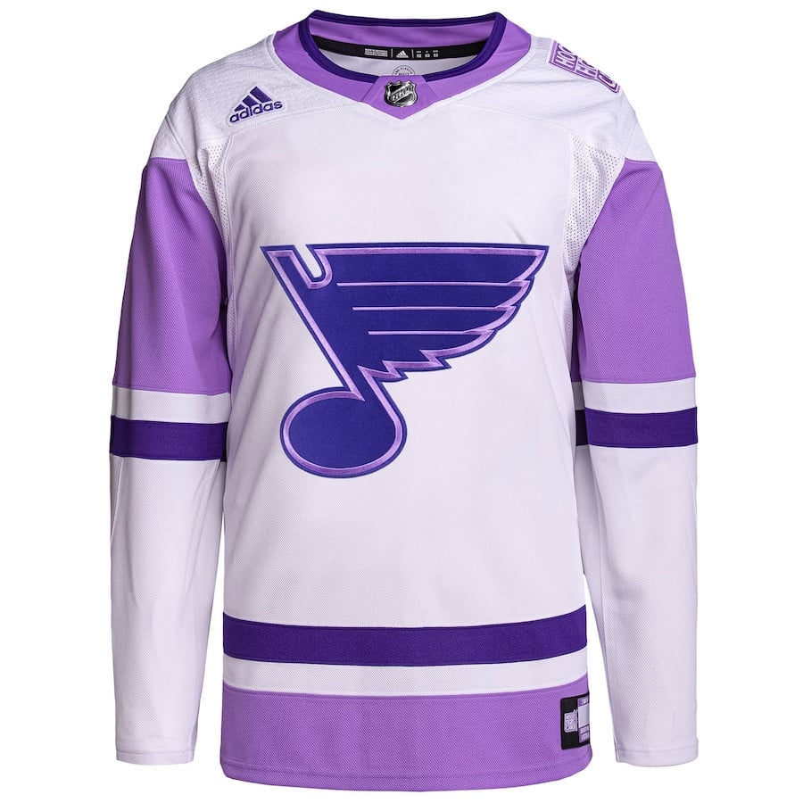 St. Louis Blues Fights Cancer Primegreen Custom White/Purple NHL Jersey Men's