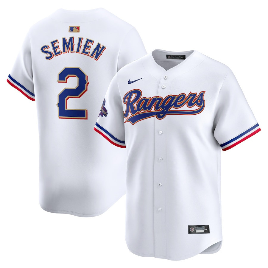 Marcus Semien 2 Texas Rangers 2024 Gold Collection Limited White MLB Jersey Men's