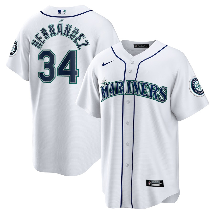 Felix Hernandez 34 Seattle Mariners 2023 Hall of Fame Home White MLB Jersey Men's