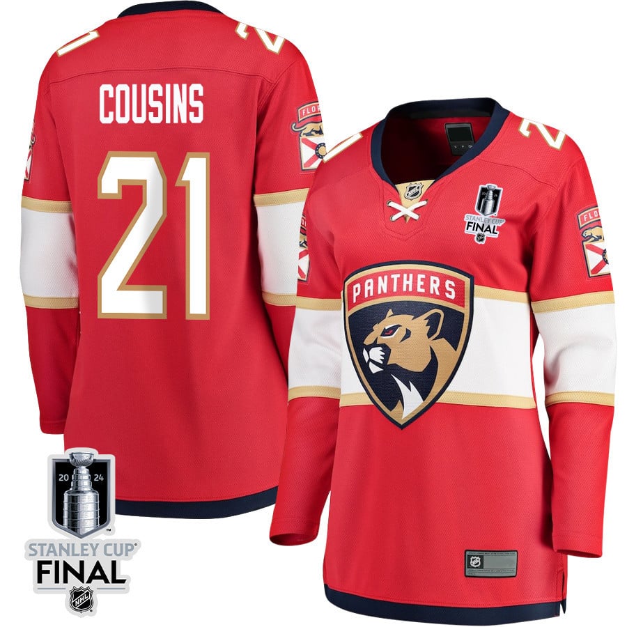Nick Cousins 21 Florida Panthers 2024 STANLEY CUP Final Home Breakaway Red NHL Jersey Women's