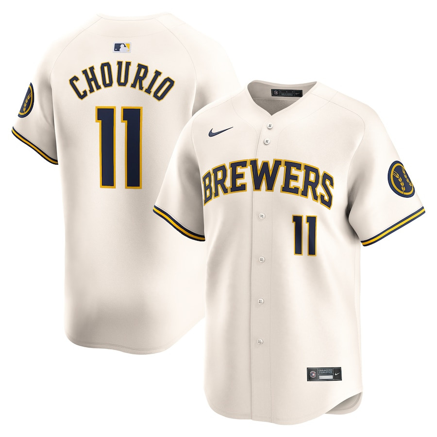 Jackson Chourio 11 Milwaukee Brewers Home Limited Cream MLB Jersey Men's