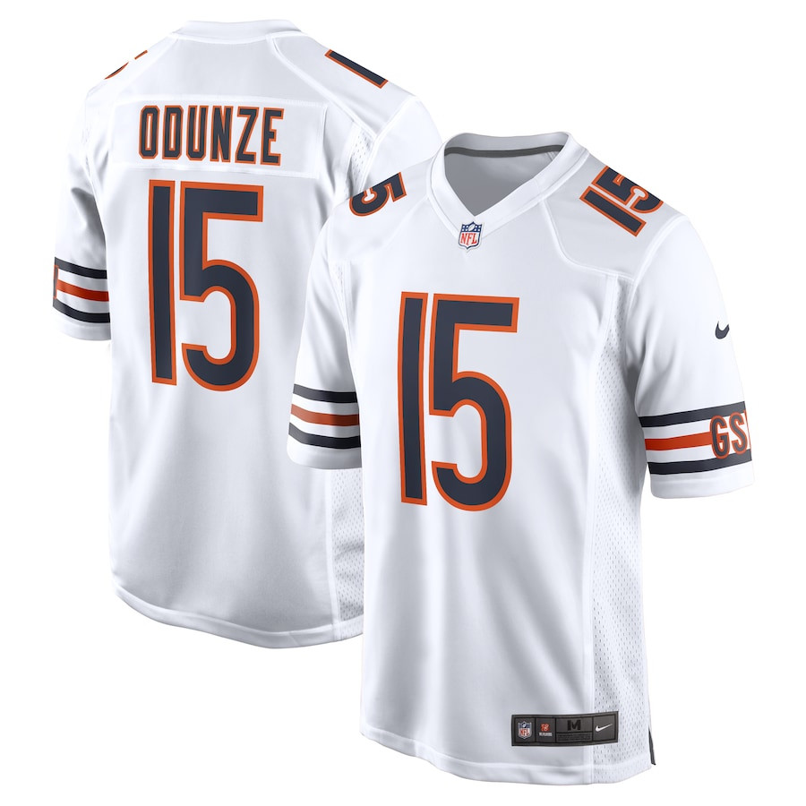 Rome Odunze 15 Chicago Bears Game White NFL Jersey Men's